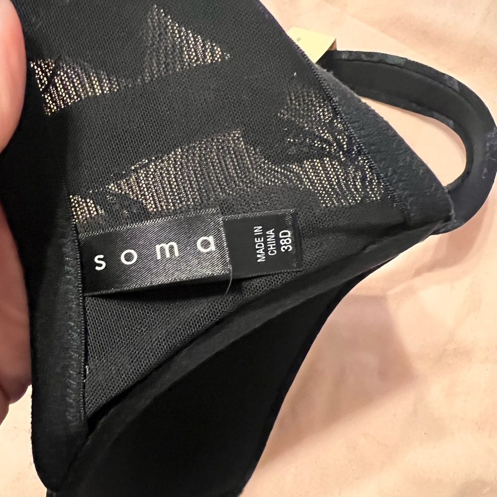 NWT Soma Erica Black Floral Front Closure Underwire Lined Bra 38D - Picture 7 of 10